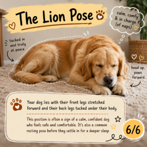 Dog sleeping in the Lion Pose