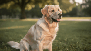 Dog showing calming signals through relaxed body language